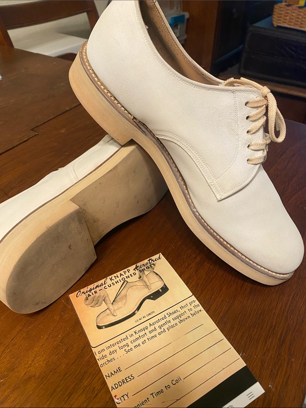 Knapp Men's White Derby Dress Shoes - Classic Lace-Up Vintage